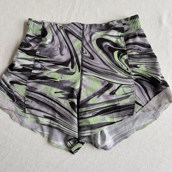 Lululemon Hotty Hot Shorts 4" Paint Glide Green Warp Multi/Chrome Running Gym 6 - Picture 2 of 7
